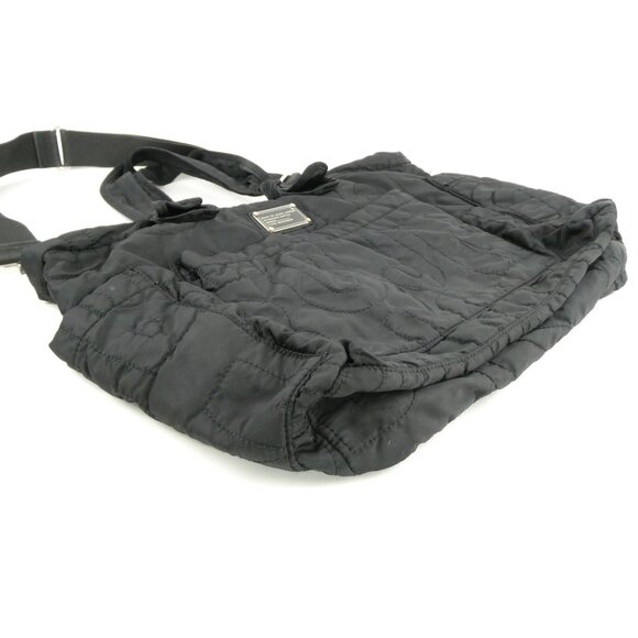 Marc By Marc Jacobs Black Quilted Nylon Tote Bag With Adjustable Strap & Printed - Picture 2 of 13